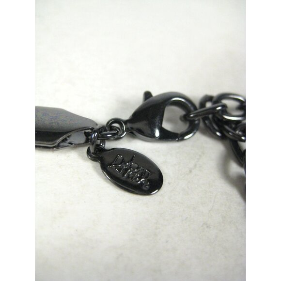 Joan Rivers Gun Metal Gray Bib Chain Necklace 18 Inch Cluster Hammered Statement - Picture 16 of 16